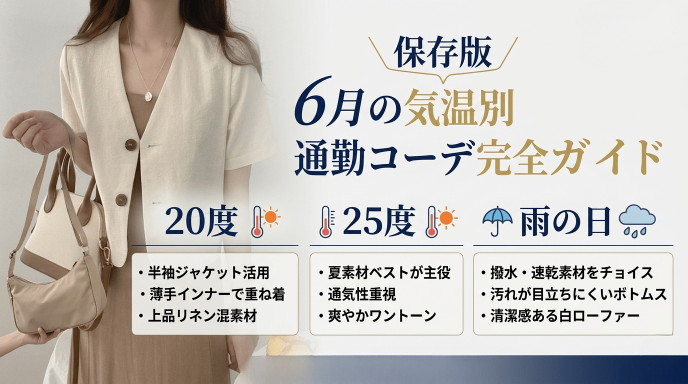 【保存版】6月の気温別通勤コーデ完全ガイド|20度・25度・雨の日の服装選び - Millennial Generation