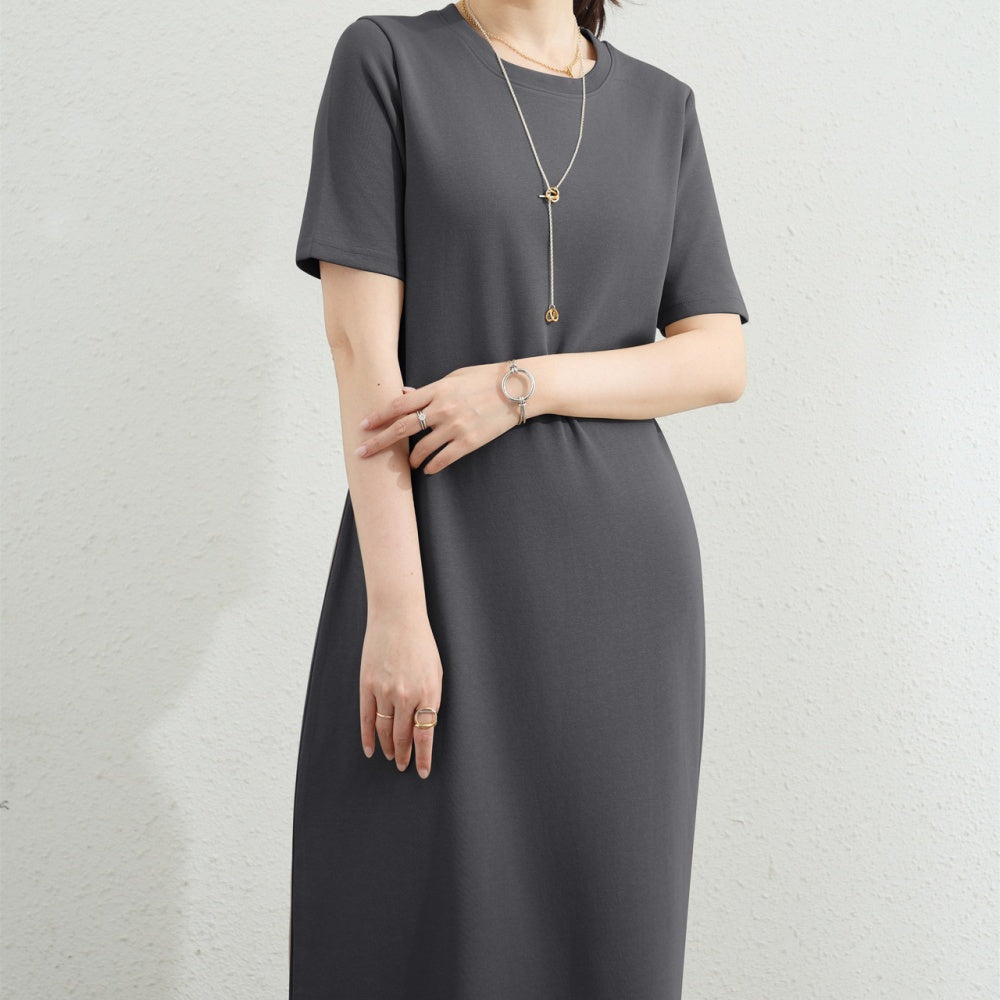 半袖ストレートロングワンピース