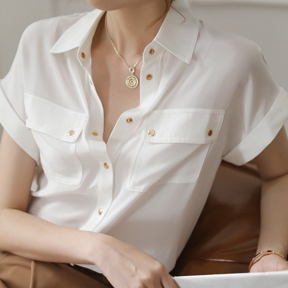 ゴールドスナップレギュラーカラーシャツ