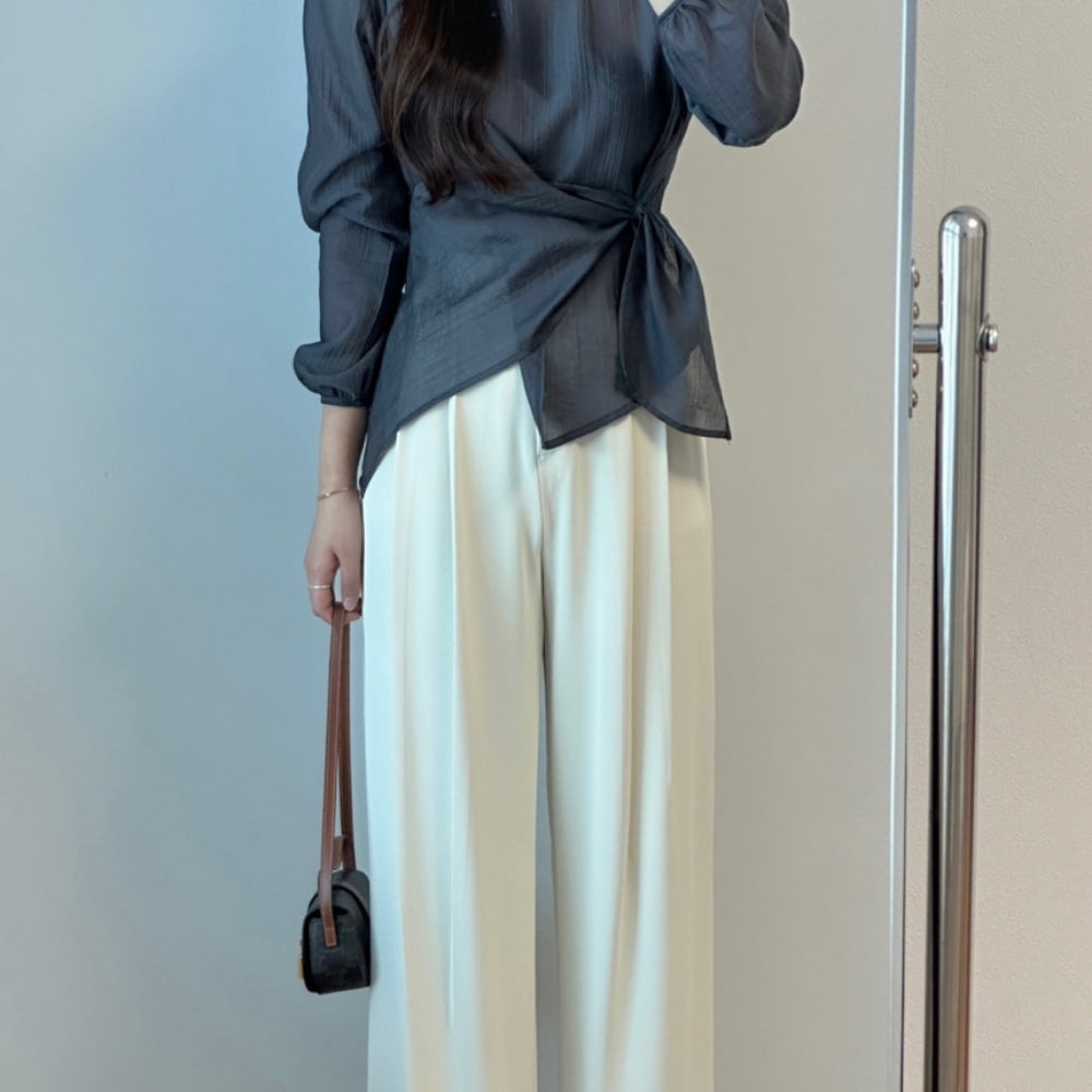 ラウンドネックアシメシアートップス