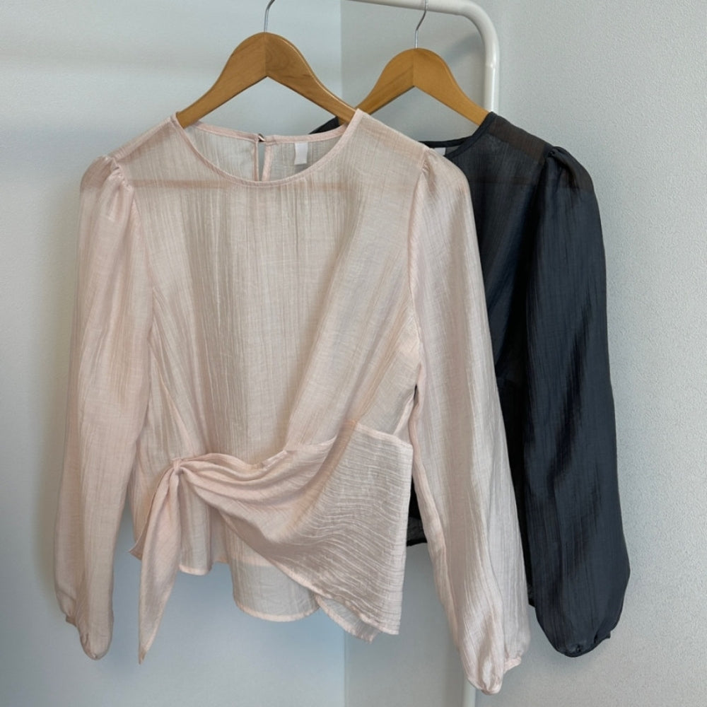 ラウンドネックアシメシアートップス