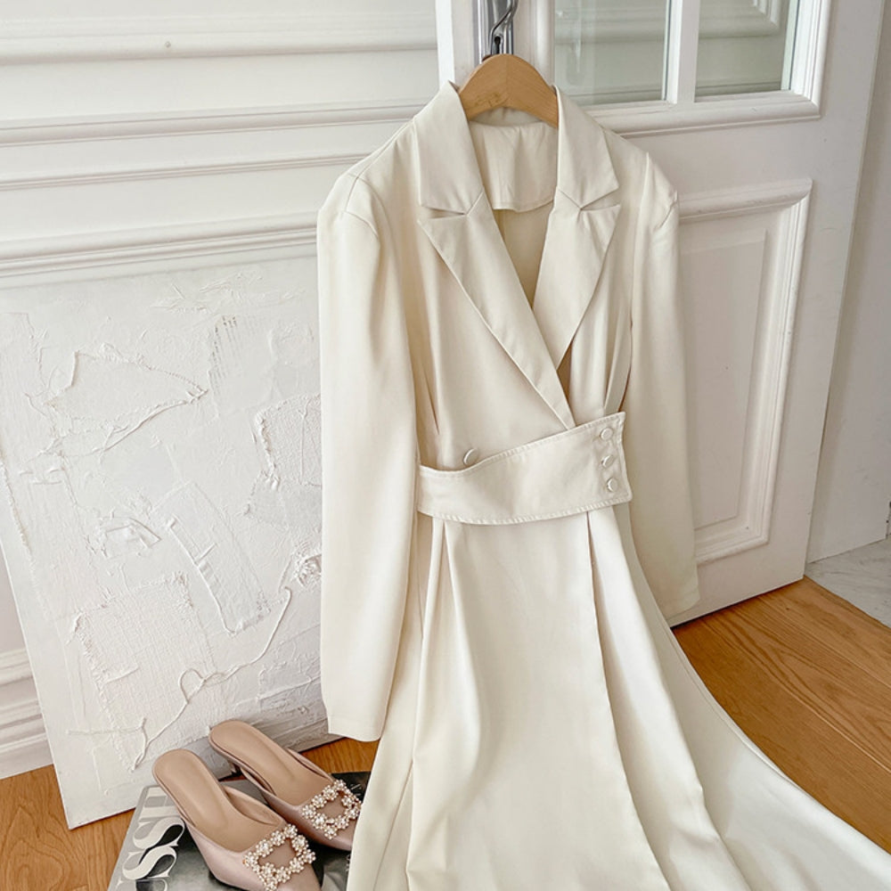 ラペル付きスーツドレスワンピース