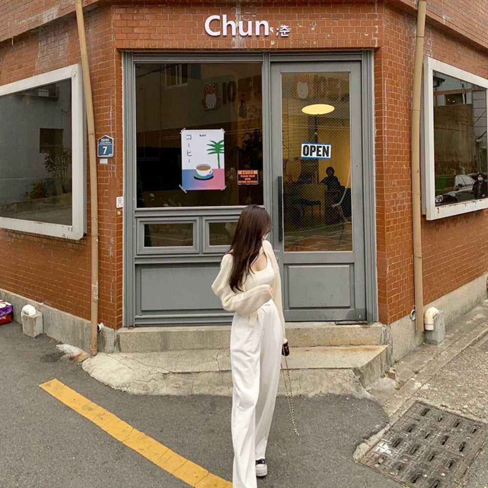 ハイウエストスウェットワイドストレートパンツ