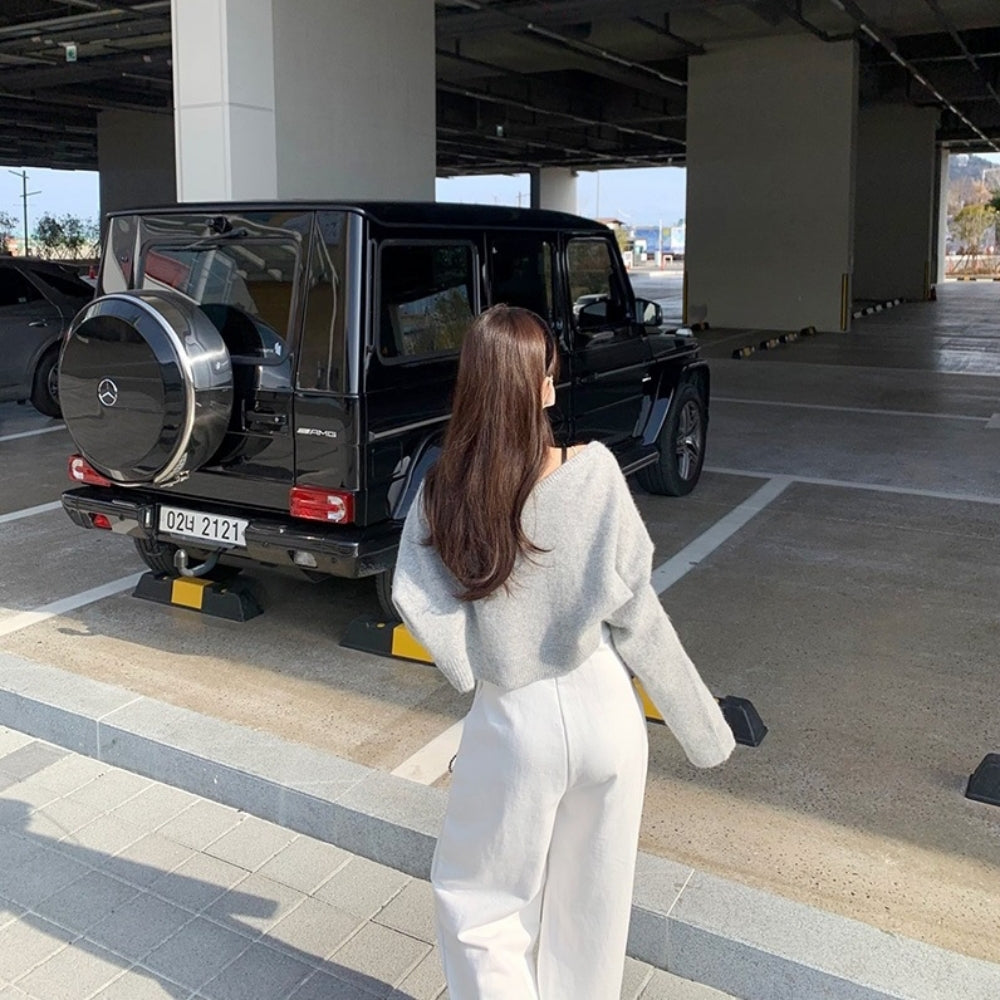 ハイウエストスウェットワイドストレートパンツ