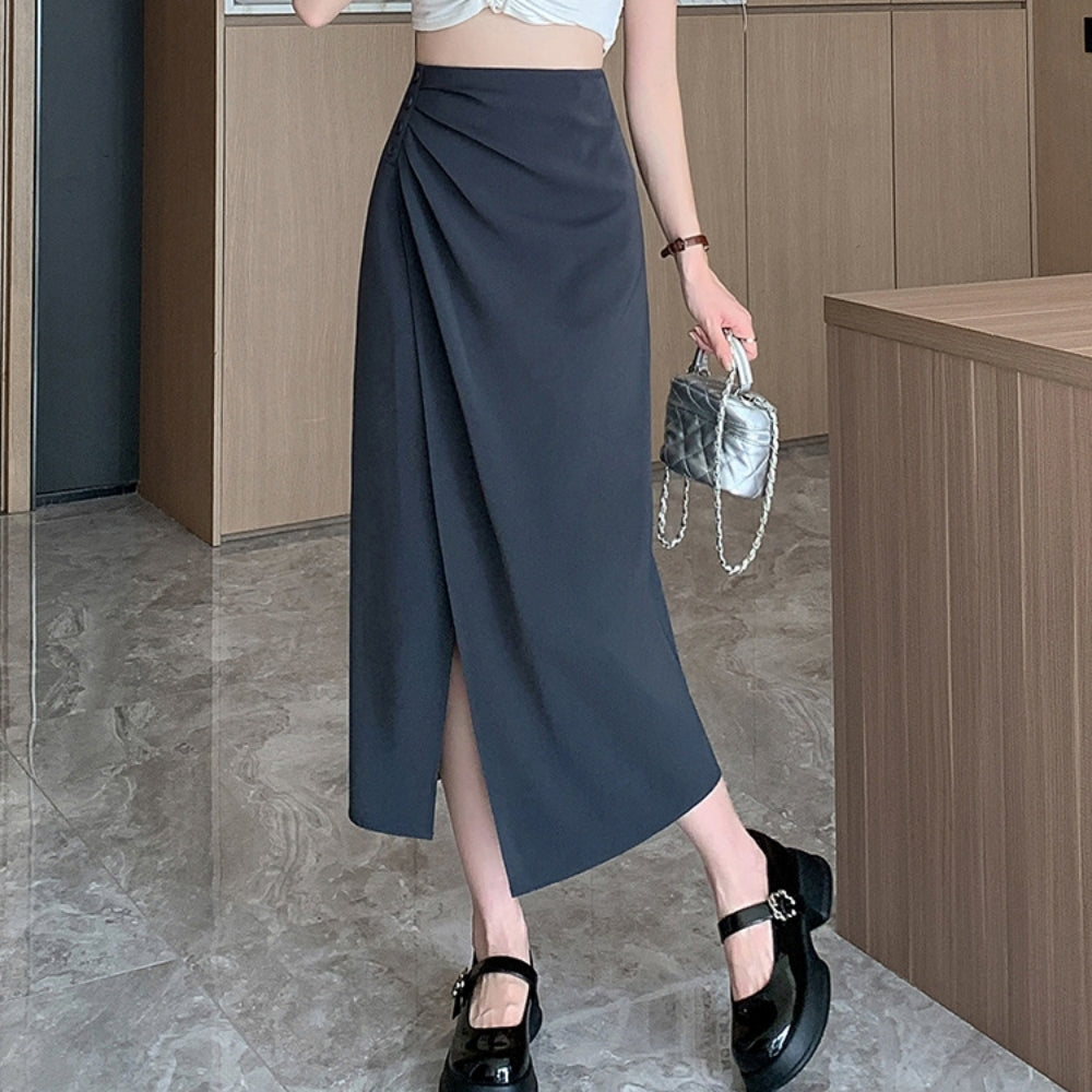 サイドボタンドレープスカート