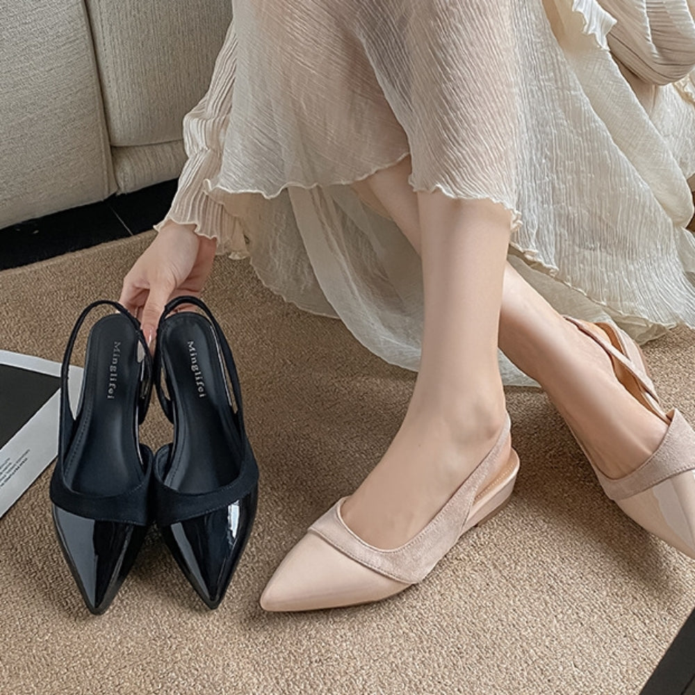 ローヒールミュールパンプス