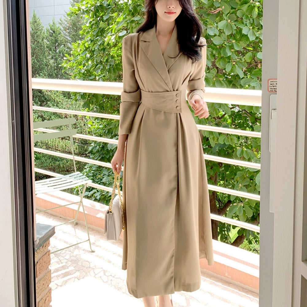 ラペル付きスーツドレスワンピース