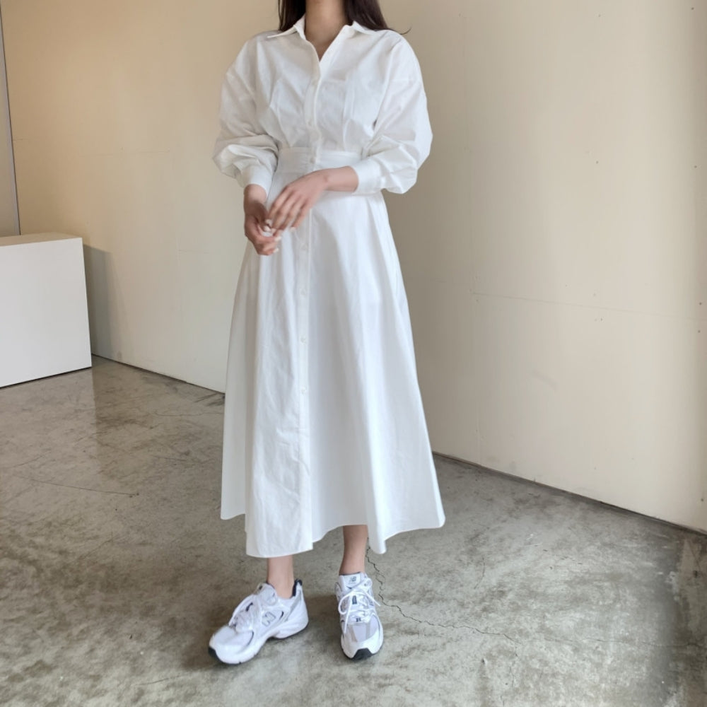 ウエストシェイプシャツワンピース