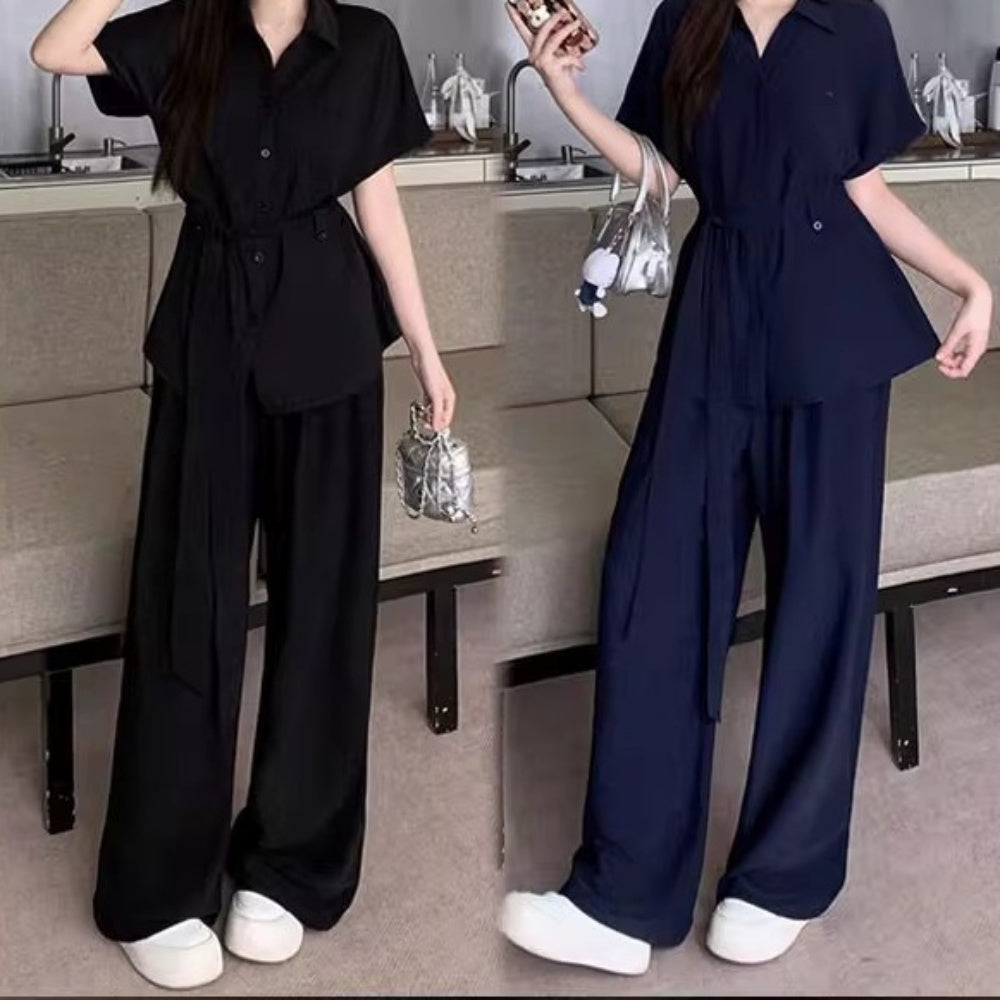 半袖シャツ・ワイドパンツセットアップ
