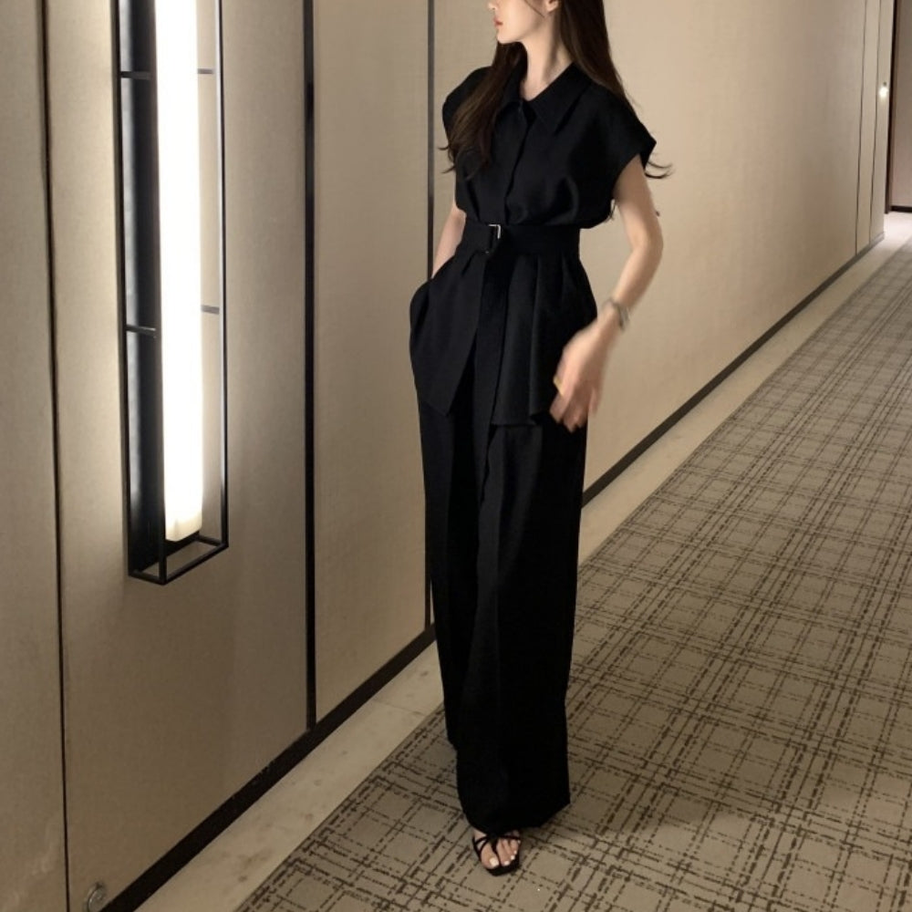 シャツ×センタープレスパンツセットアップ