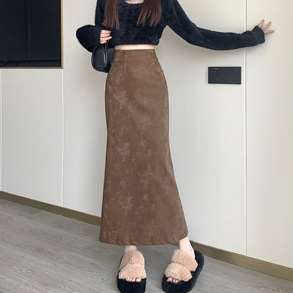 ハイウエストレトロスエードスカート