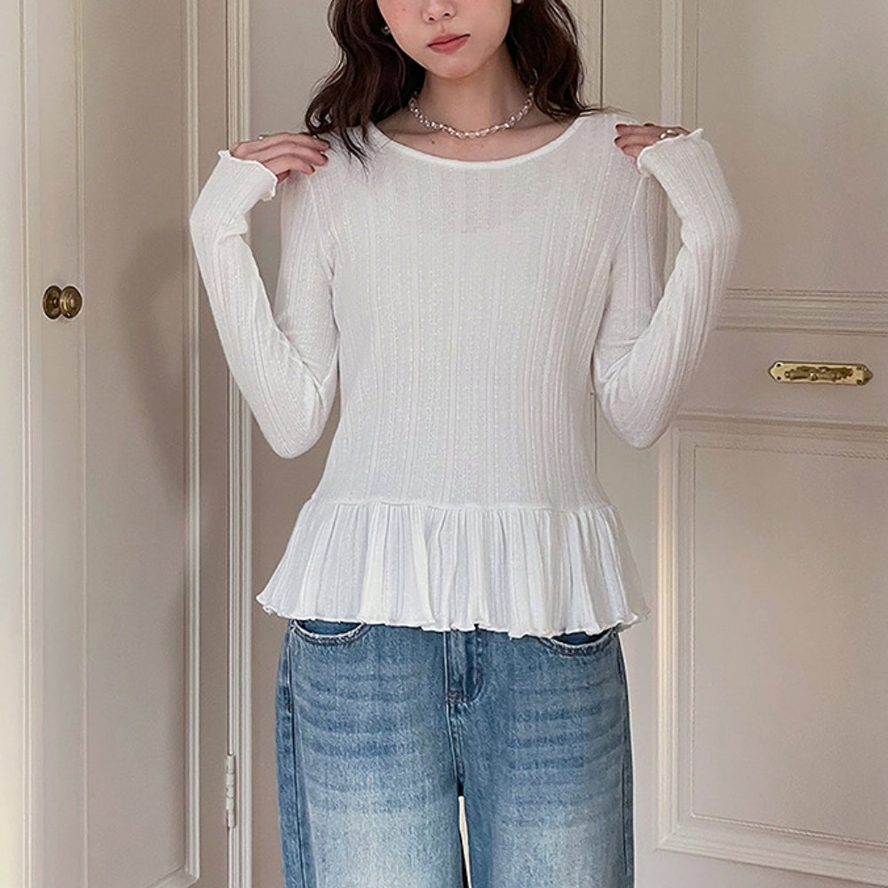 裾フリルカットソートップス