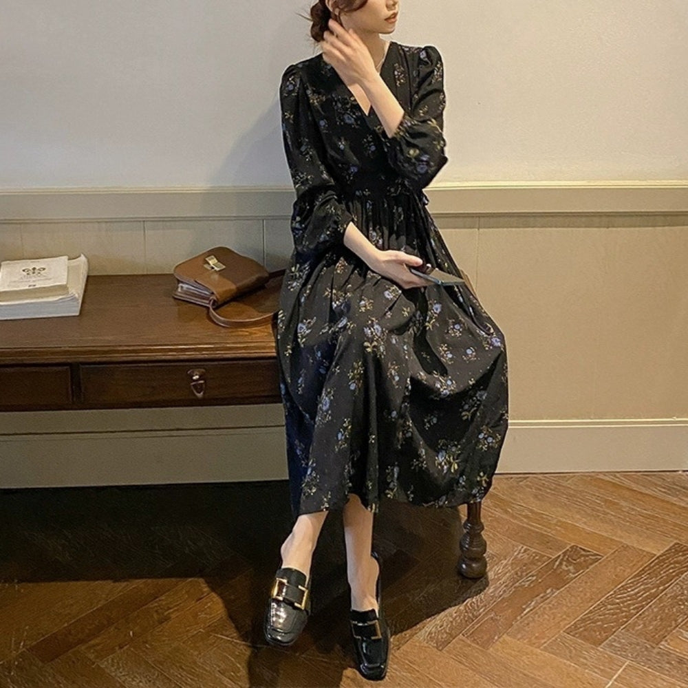 ウエストシャーリング花柄ワンピース|オフィスカジュアル レディース 通販【ミレジェネ】