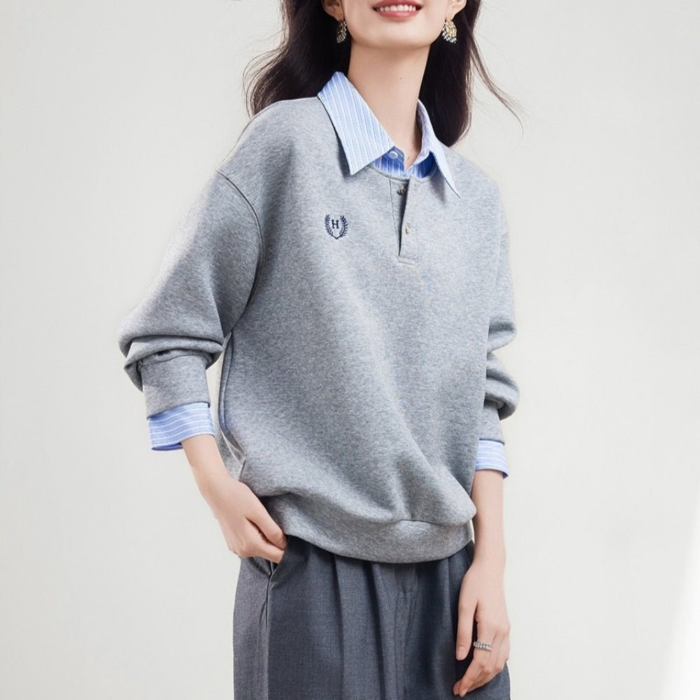 スウェット2ピースフェイクシャツ|オフィスカジュアル レディース 通販【ミレジェネ】