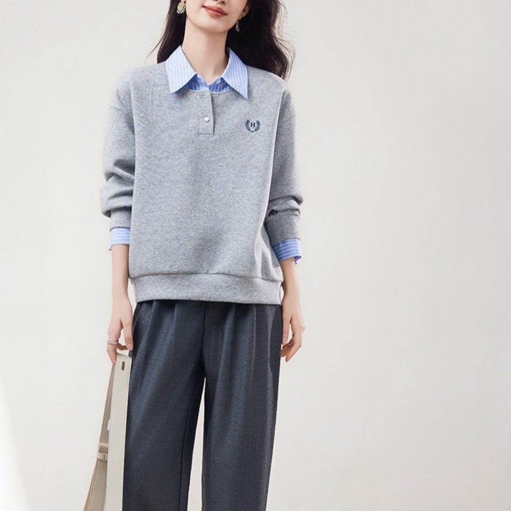 スウェット2ピースフェイクシャツ|オフィスカジュアル レディース 通販【ミレジェネ】