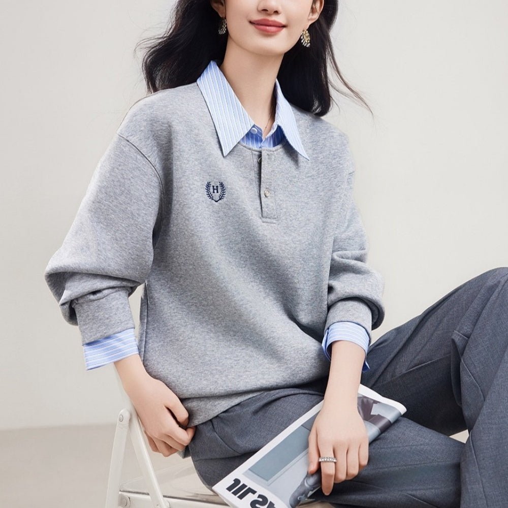 スウェット2ピースフェイクシャツ|オフィスカジュアル レディース 通販【ミレジェネ】