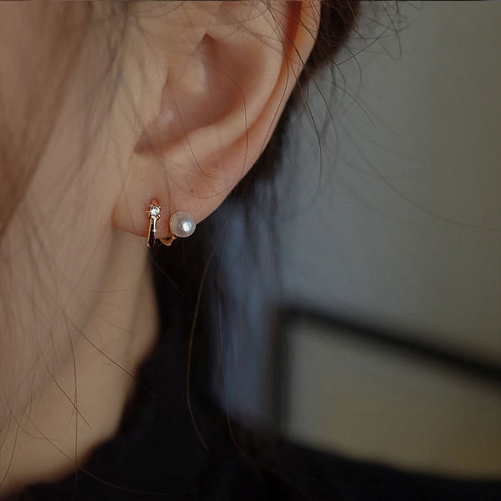 パールアクセントリングピアス