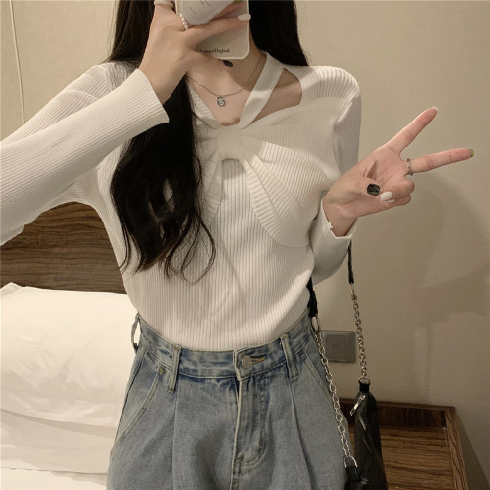 フロントリボンリブカットソー