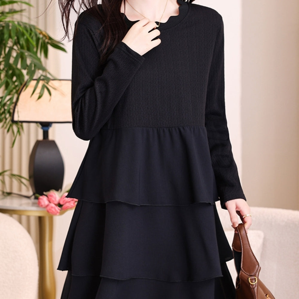 フリル襟ティアードワンピース