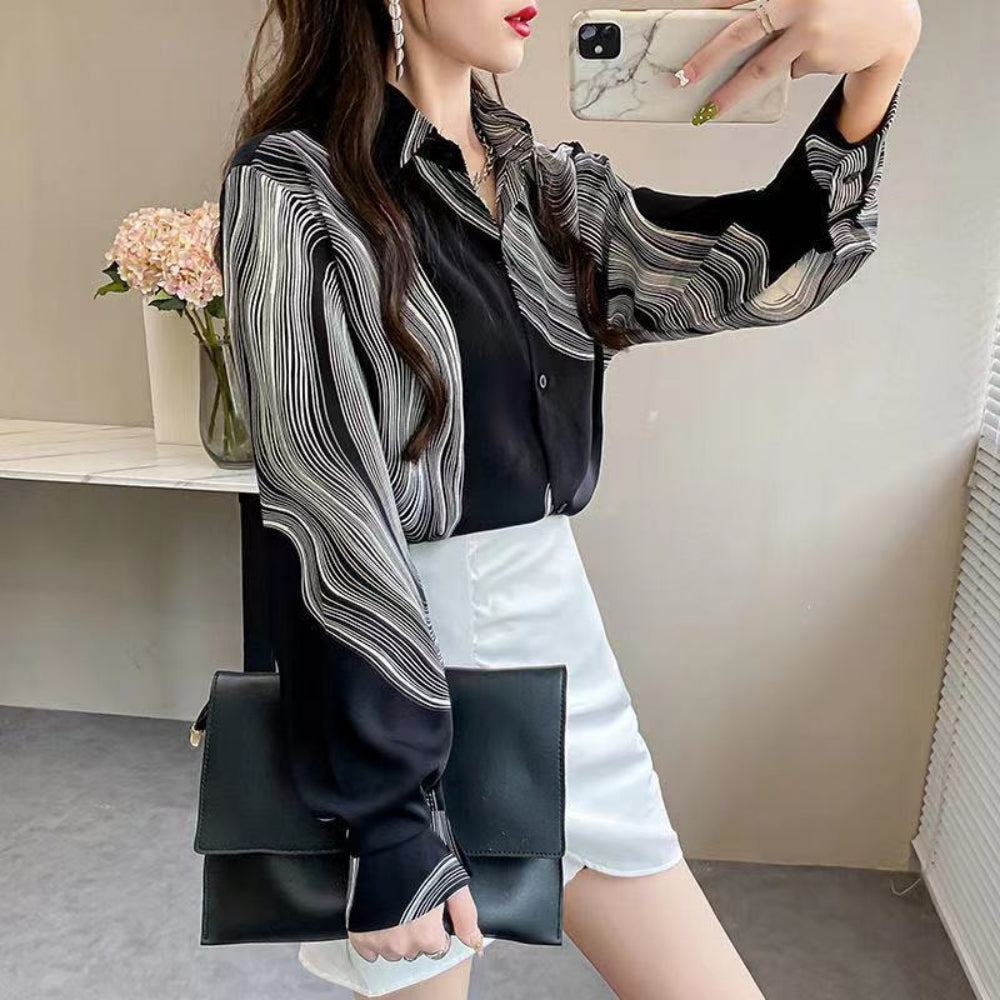 モダンデザインモノトーンシャツ