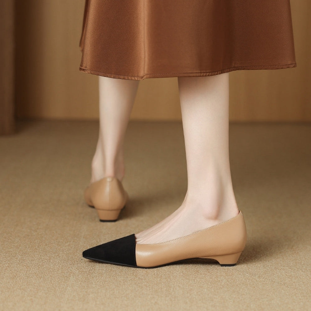 バイカラーローヒールパンプス