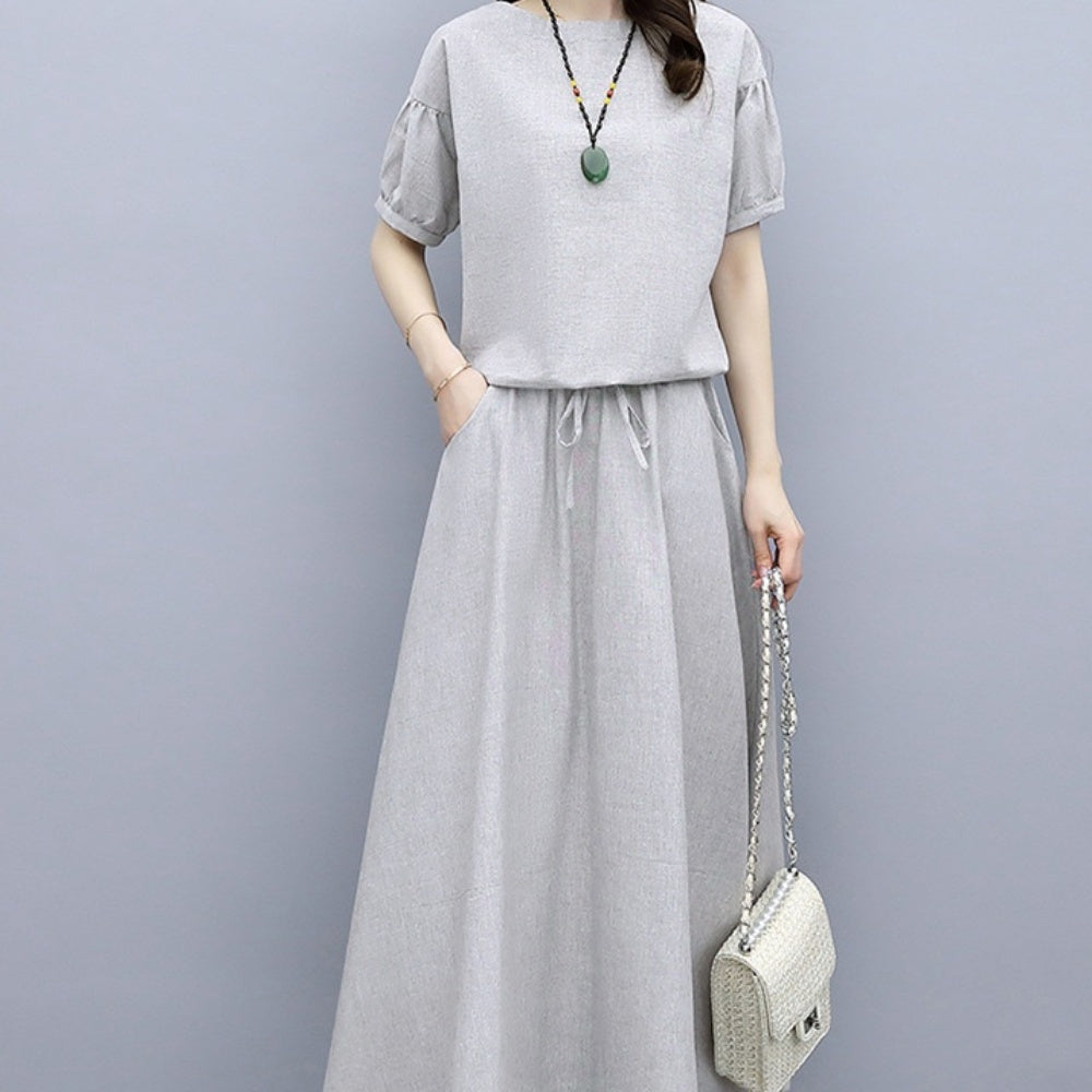 パフスリーブトップス・ロングスカートセットアップ