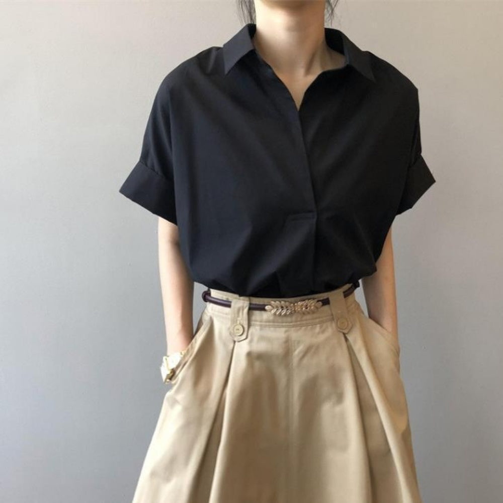 スキッパー襟ボリュームブラウス