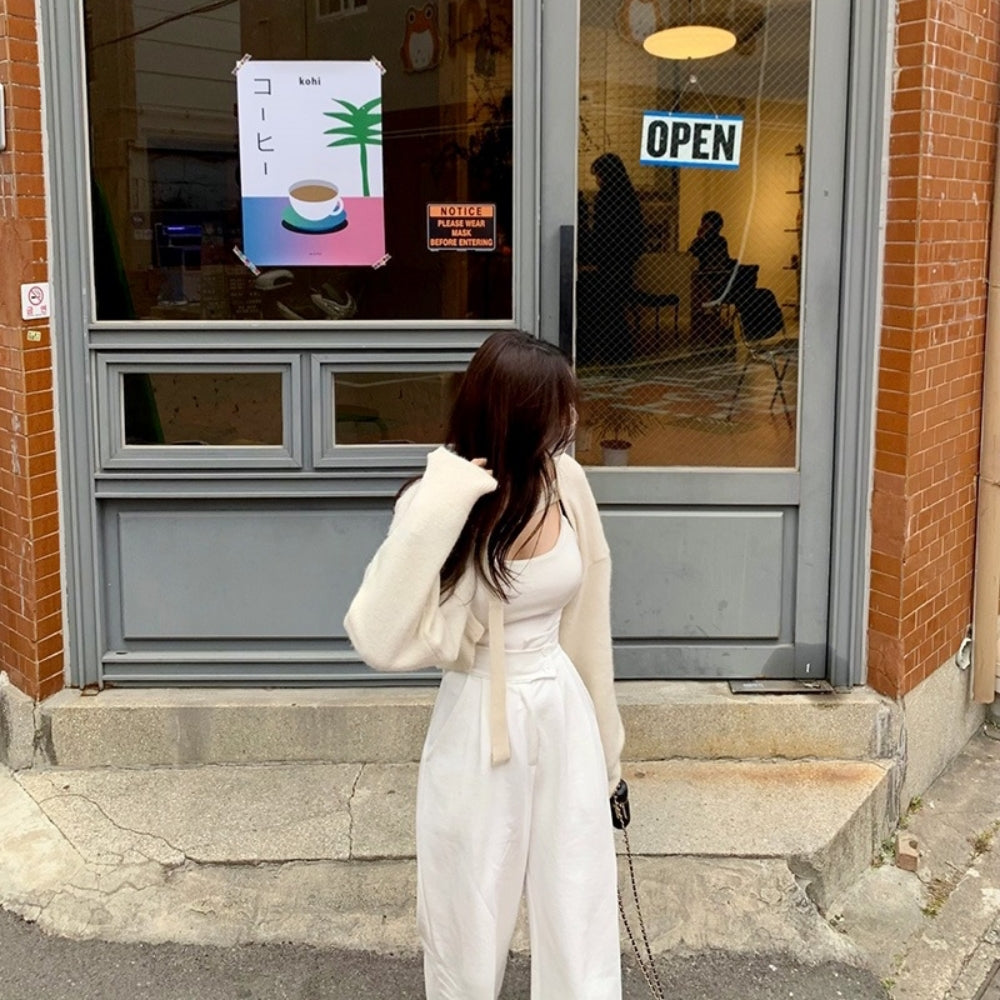 ハイウエストスウェットワイドストレートパンツ