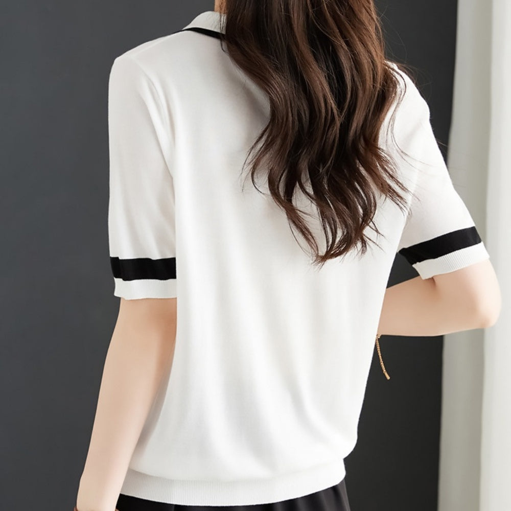POLOニット配色トップス