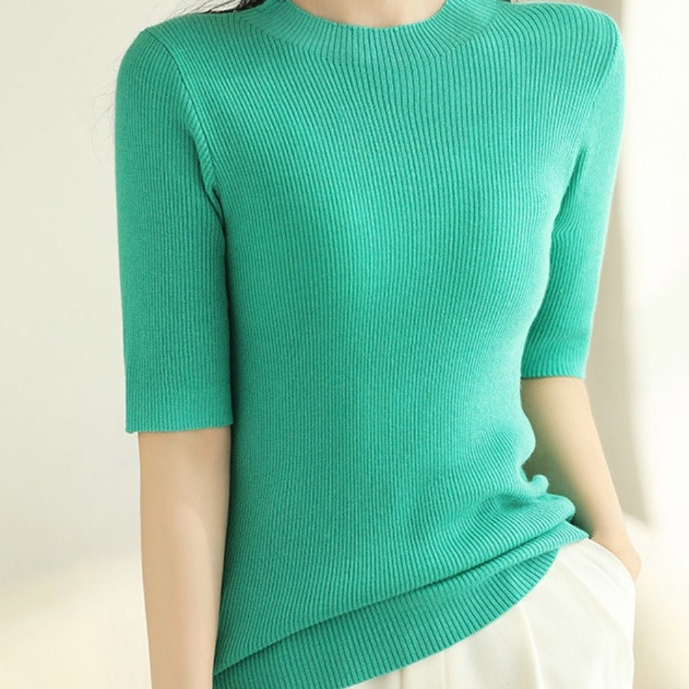 5分袖シンプルサマーニット|オフィスカジュアル レディース 通販 Millennial Generation【ミレジェネ】