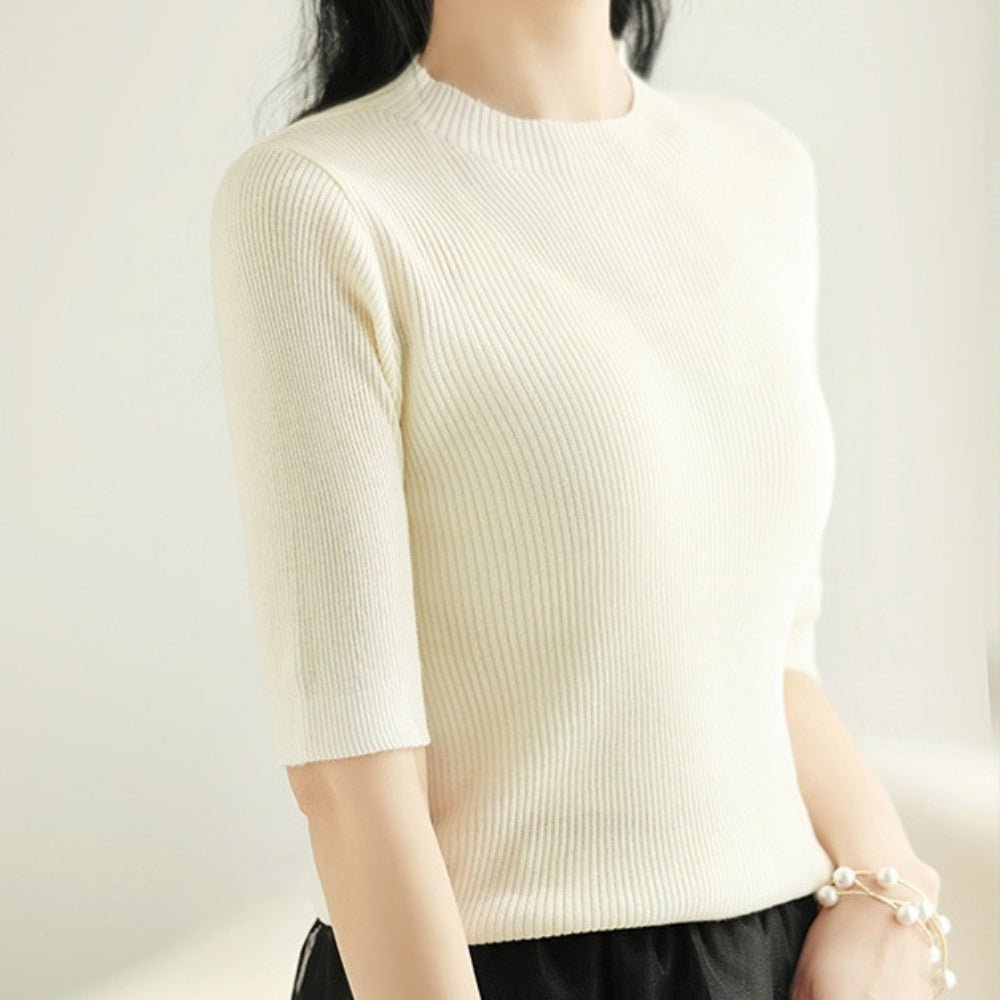 5分袖シンプルサマーニット|オフィスカジュアル レディース 通販 Millennial Generation【ミレジェネ】