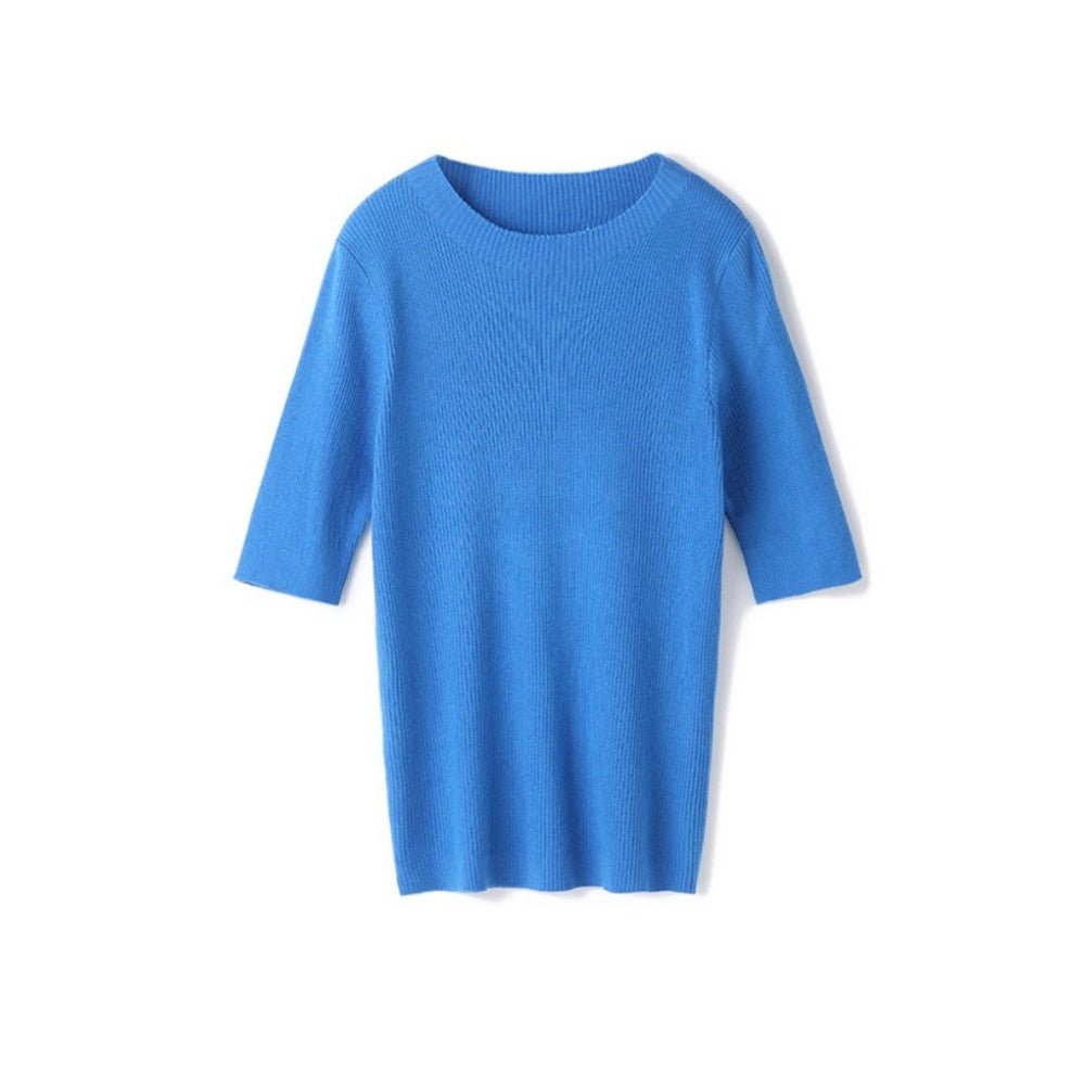 5分袖シンプルサマーニット|オフィスカジュアル レディース 通販 Millennial Generation【ミレジェネ】