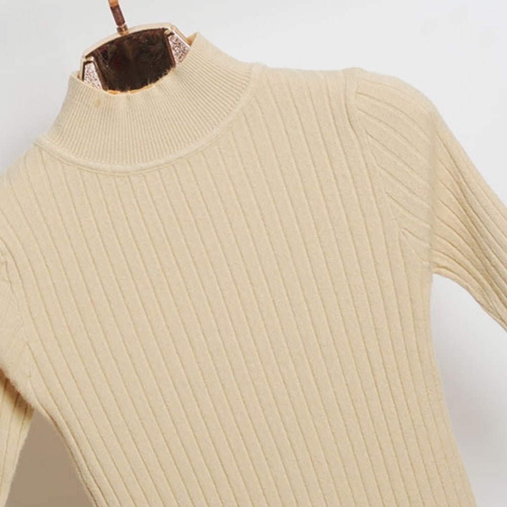 ハイネック5分袖リブニットトップス|オフィスカジュアル レディース 通販【ミレジェネ】