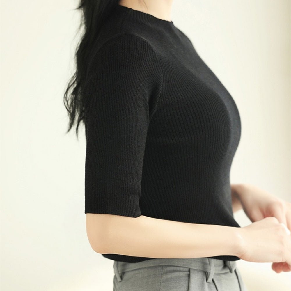 5分袖シンプルサマーニット|オフィスカジュアル レディース 通販 Millennial Generation【ミレジェネ】