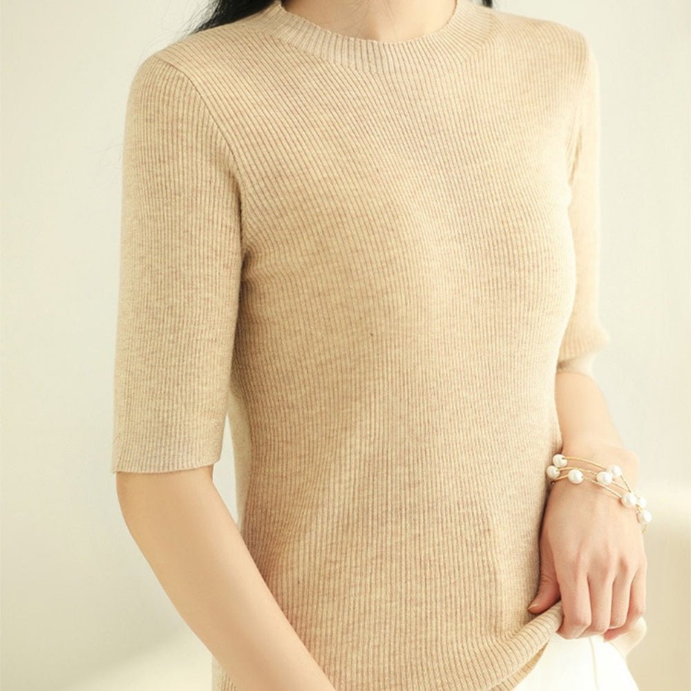 5分袖シンプルサマーニット|オフィスカジュアル レディース 通販 Millennial Generation【ミレジェネ】