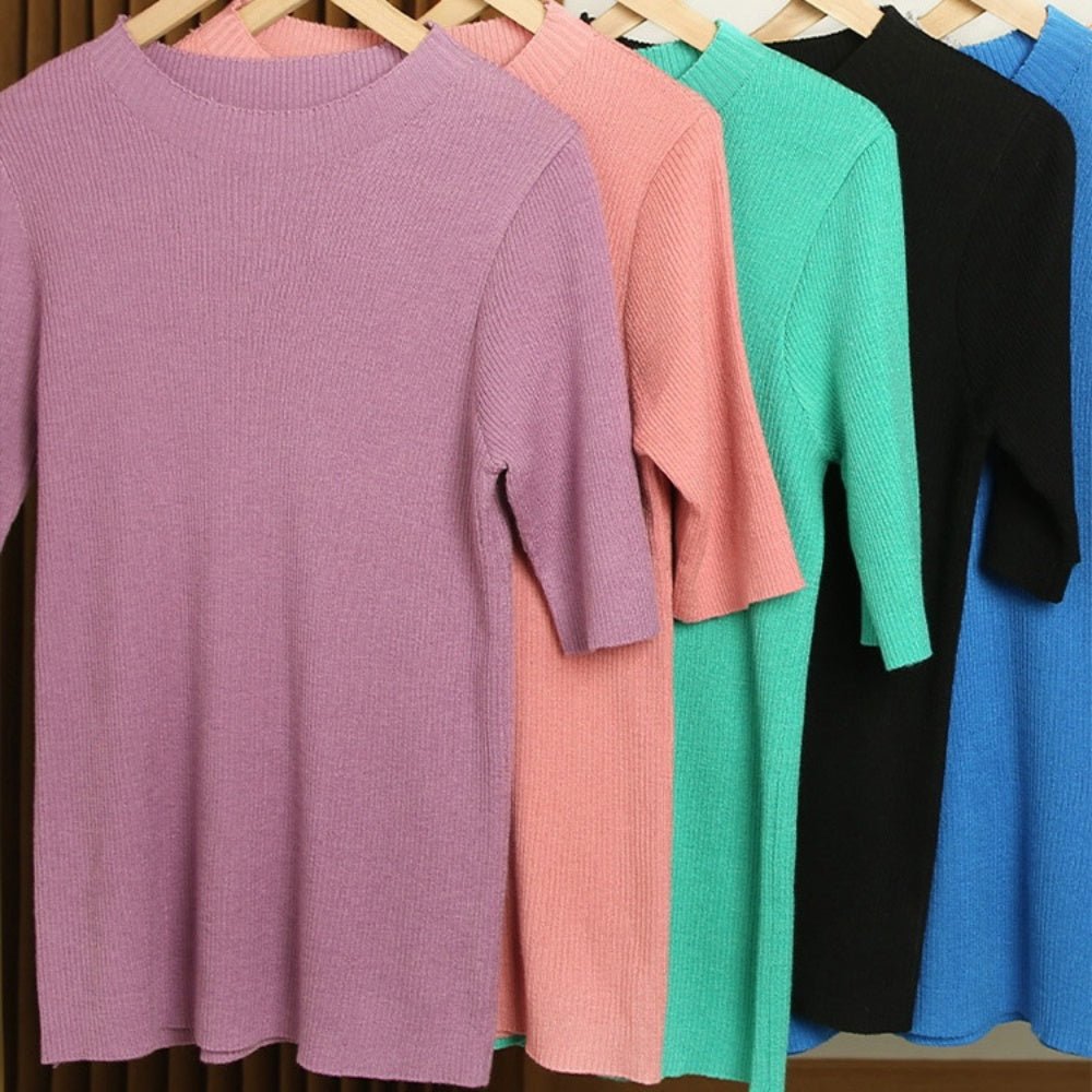 5分袖シンプルサマーニット|オフィスカジュアル レディース 通販 Millennial Generation【ミレジェネ】