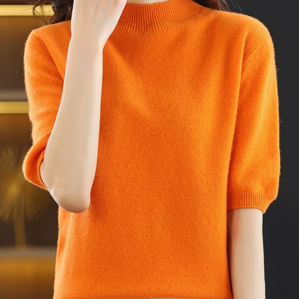 5分袖ハイネックニット|オフィスカジュアル レディース 通販【ミレジェネ】