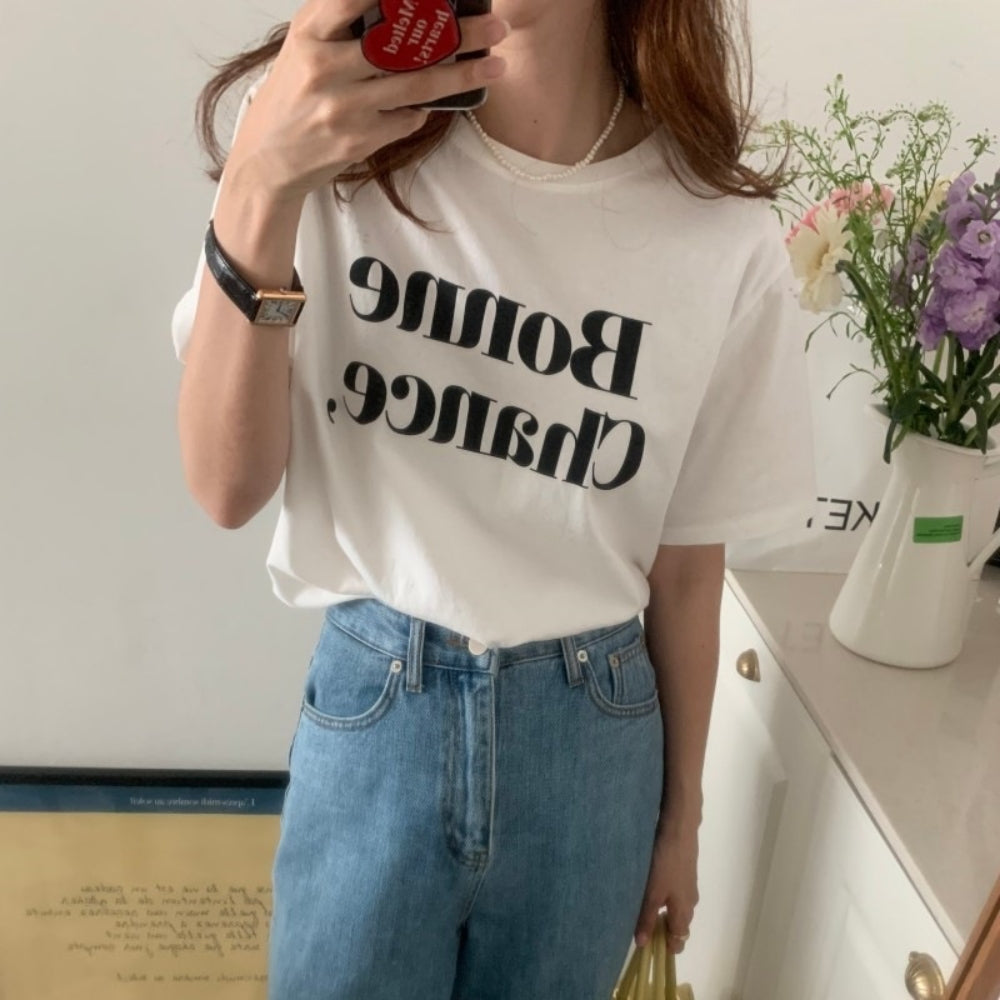 レタードプリントTシャツ