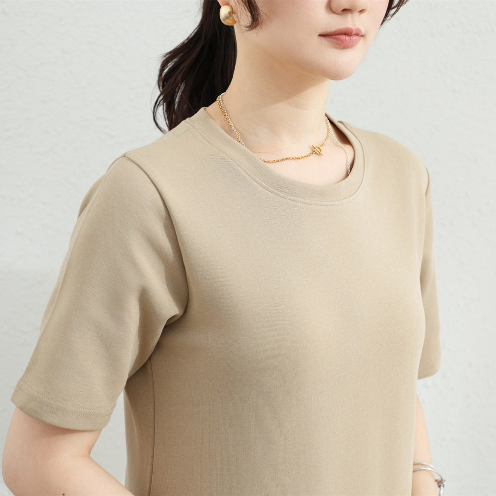 半袖ストレートロングワンピース