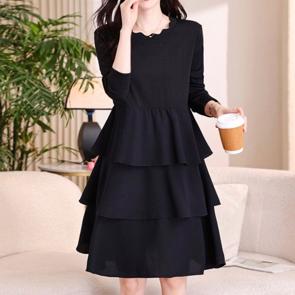 フリル襟ティアードワンピース