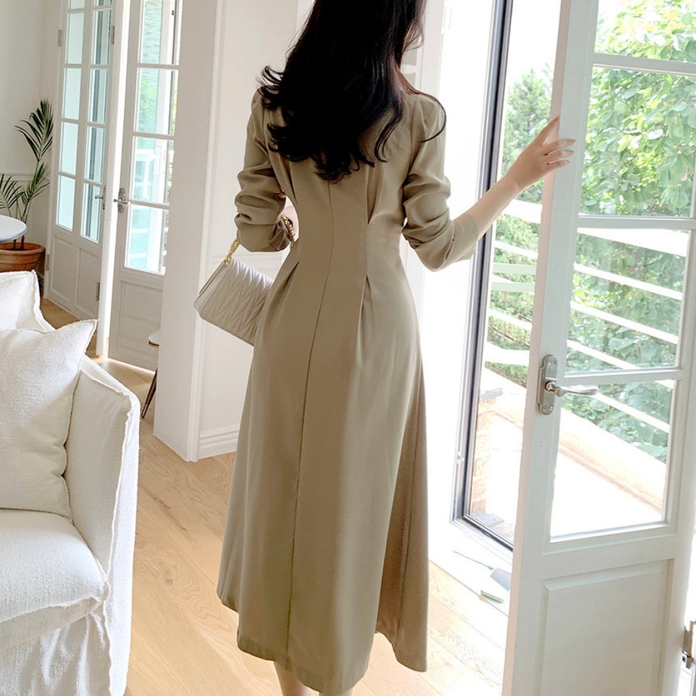 ラペル付きスーツドレスワンピース