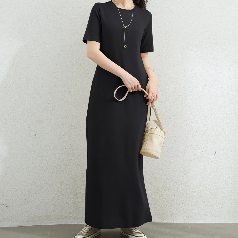 半袖ストレートロングワンピース
