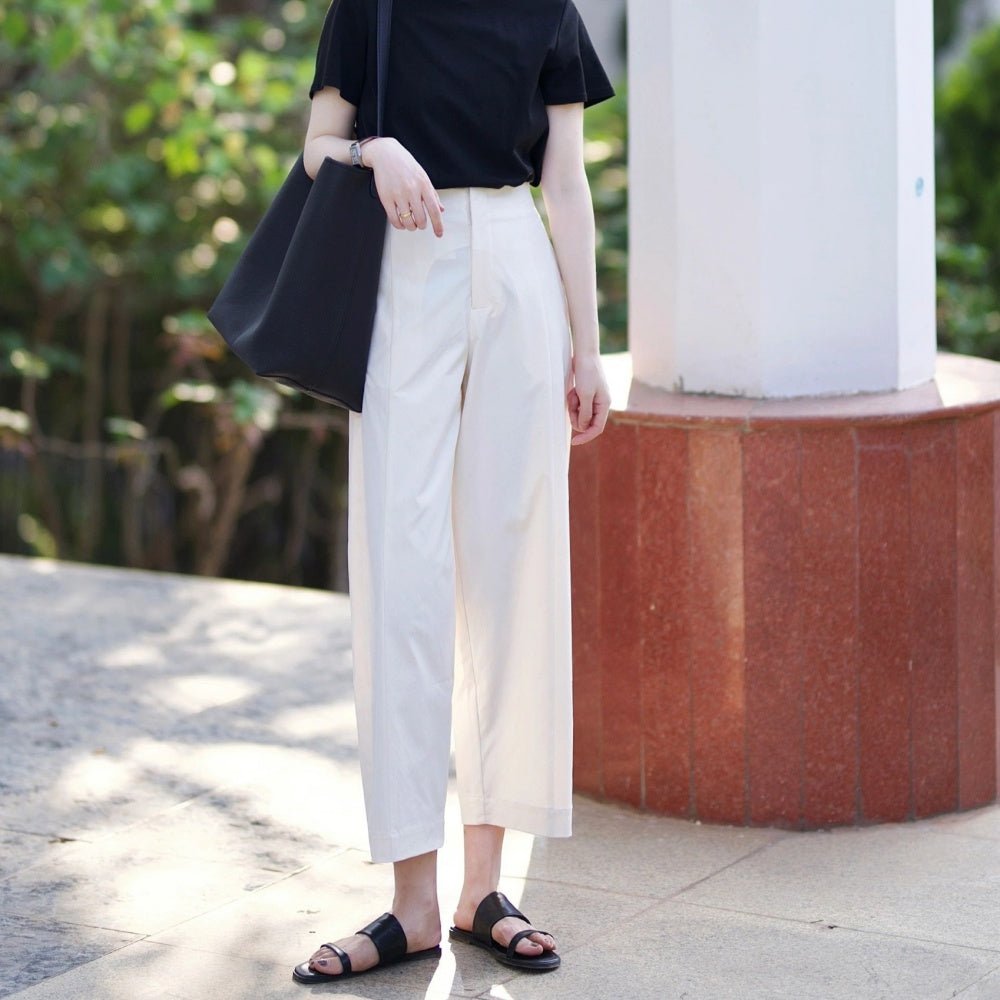 ハイウエスト9分丈ストレートパンツ|オフィスカジュアル レディース 通販 Millennial Generation【ミレジェネ】