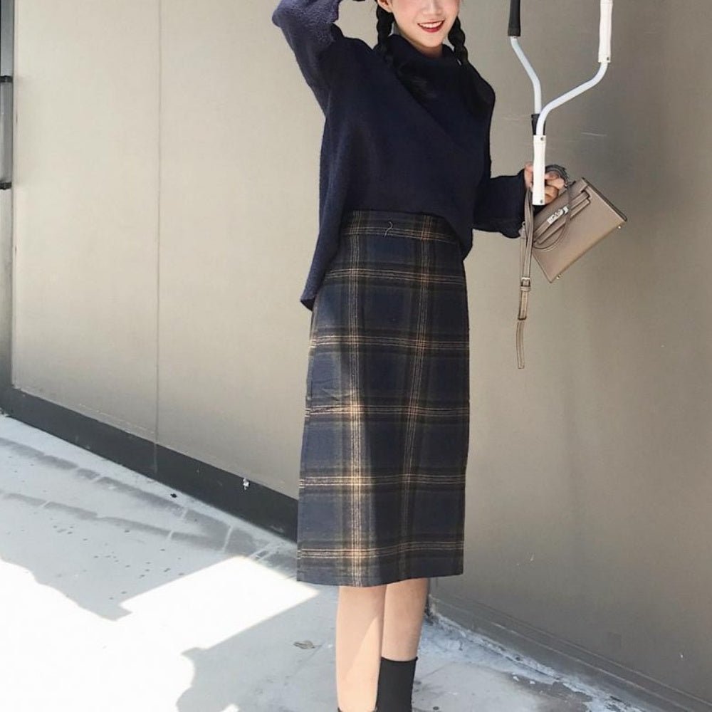 チェック柄Aラインミディスカート|オフィスカジュアル レディース 通販【ミレジェネ】
