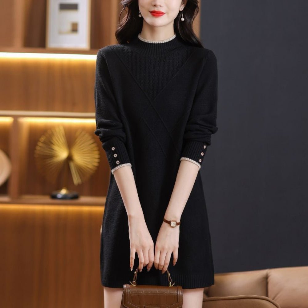 ハイネックAラインニットワンピース|オフィスカジュアル レディース 通販【ミレジェネ】