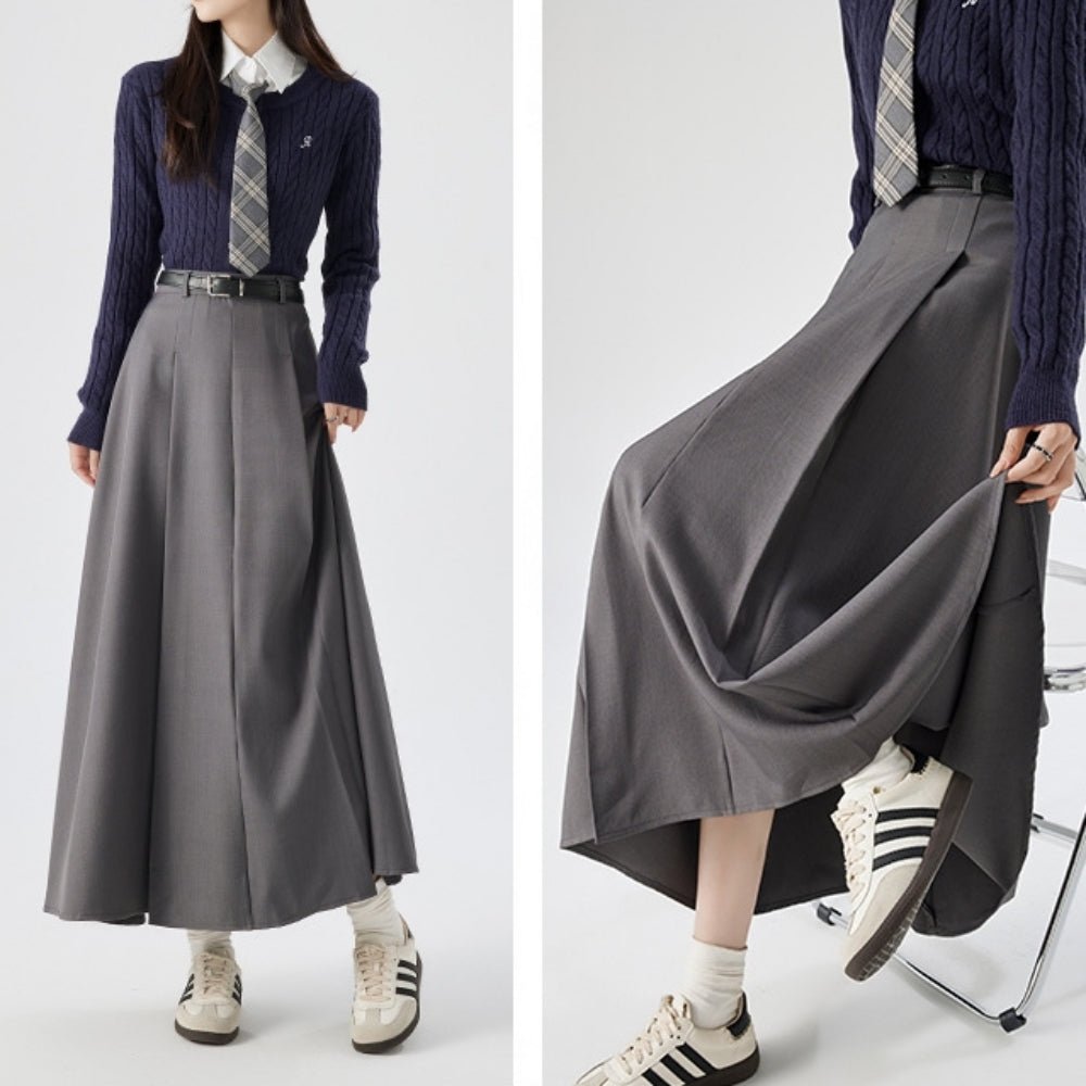 Aラインロングプリーツスカート|オフィスカジュアル レディース 通販【ミレジェネ】