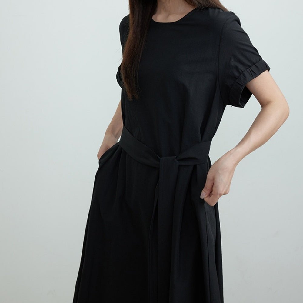 半袖ウエストマークAラインワンピース|オフィスカジュアル レディース 通販【ミレジェネ】