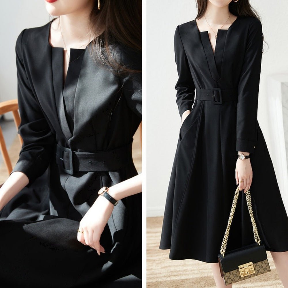 ウエストベルトAラインワンピース|オフィスカジュアル レディース 通販 Millennial Generation【ミレジェネ】