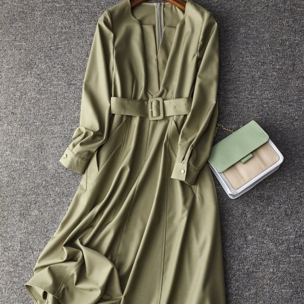 ウエストベルトAラインワンピース|オフィスカジュアル レディース 通販 Millennial Generation【ミレジェネ】