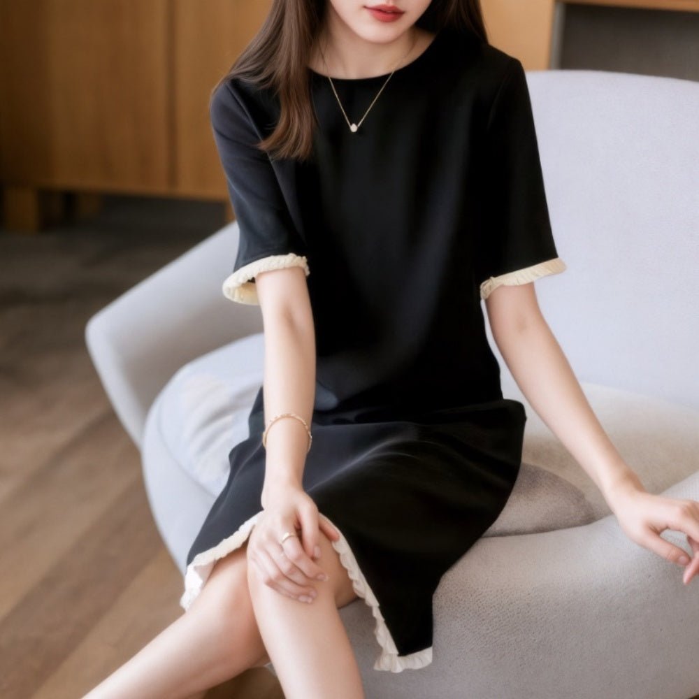 袖裾フリルAラインワンピース|オフィスカジュアル レディース 通販【ミレジェネ】